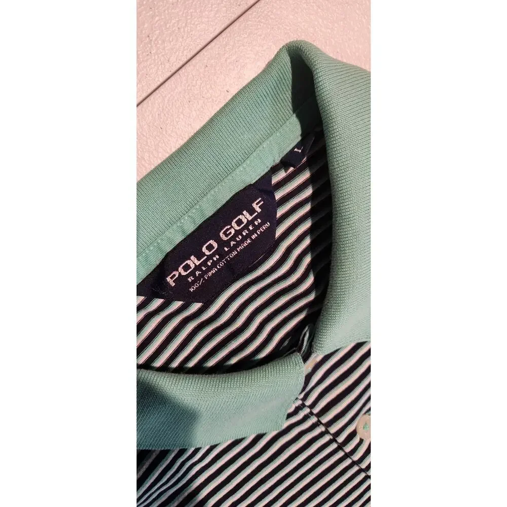 Polo Ralph Lauren Mens XL Pima Soft Touch Cotton Blue Striped Short Sleeve Golf